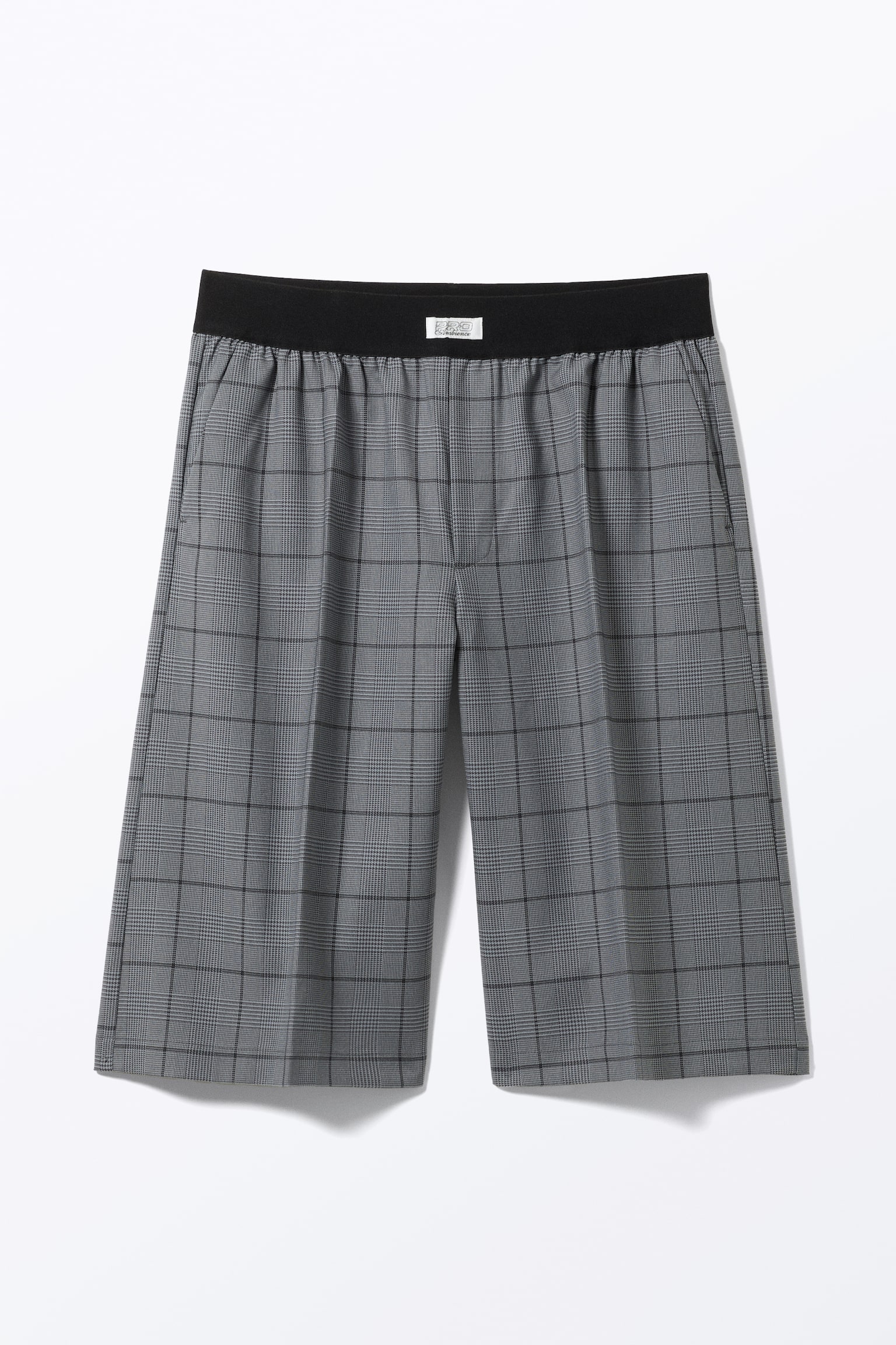 Relaxed Low Waisted Pull-on Shorts - Checked Grey - 2