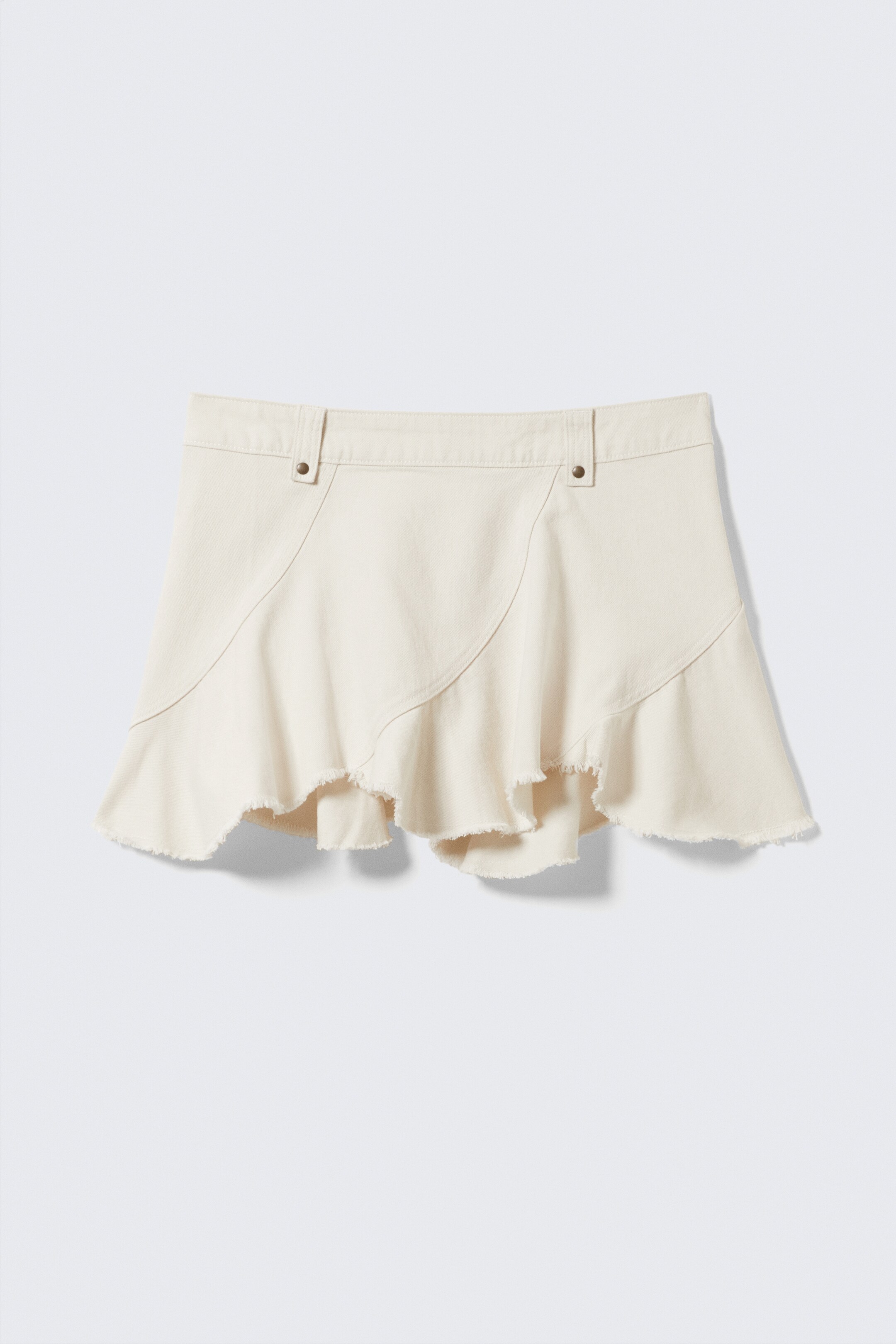 Visualizza immagine più grande: Minigonna asimmetrica in twill con orlo sfrangiato - Bianco sporco - DONNA | H&M IT 5
