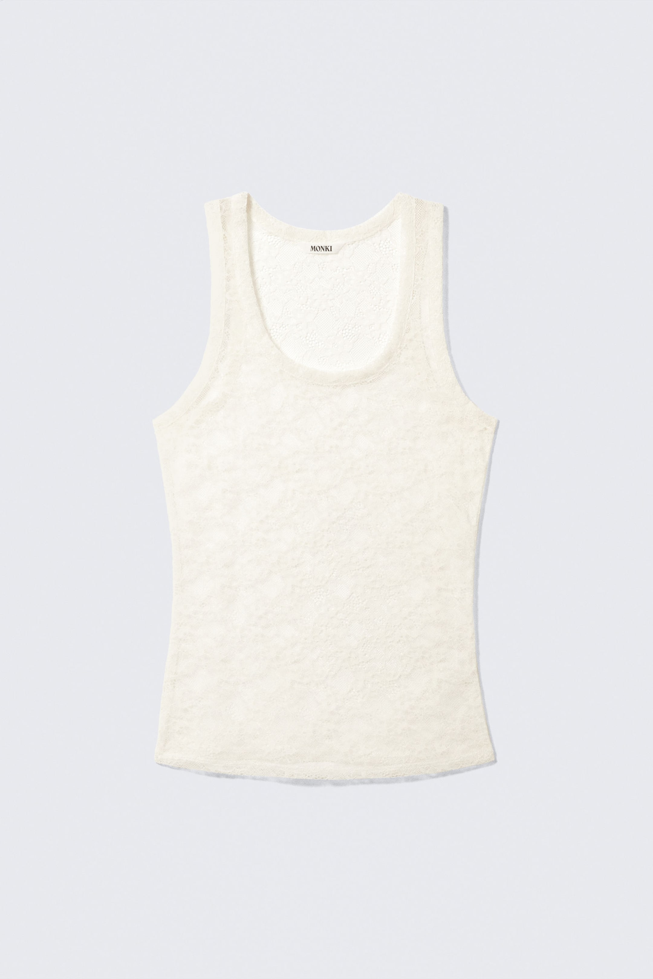Off-white - Sheer Lace Sleeveless Tank Top - 3