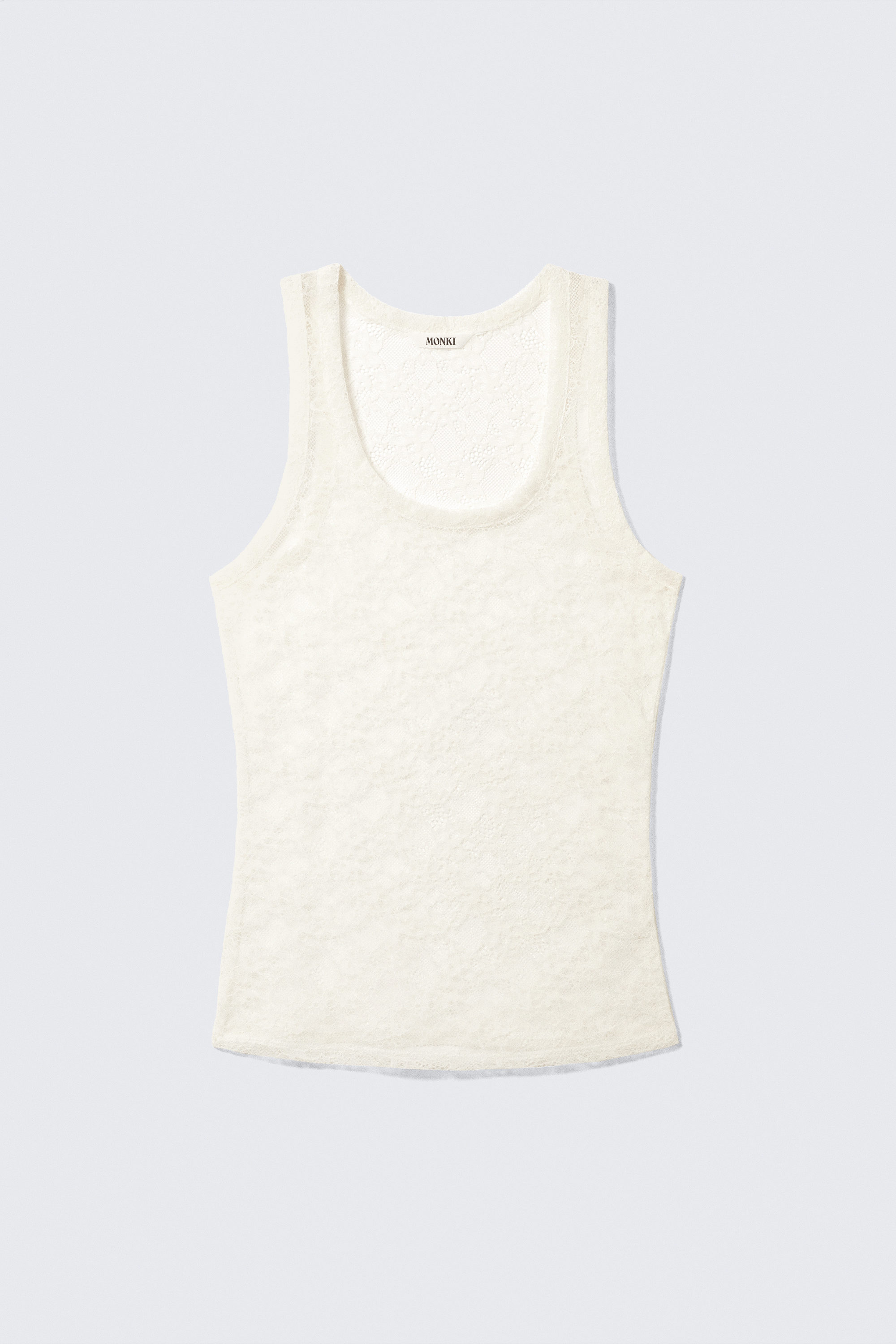 Cremeweiß - Transparentes Spitzen-Tanktop - 3