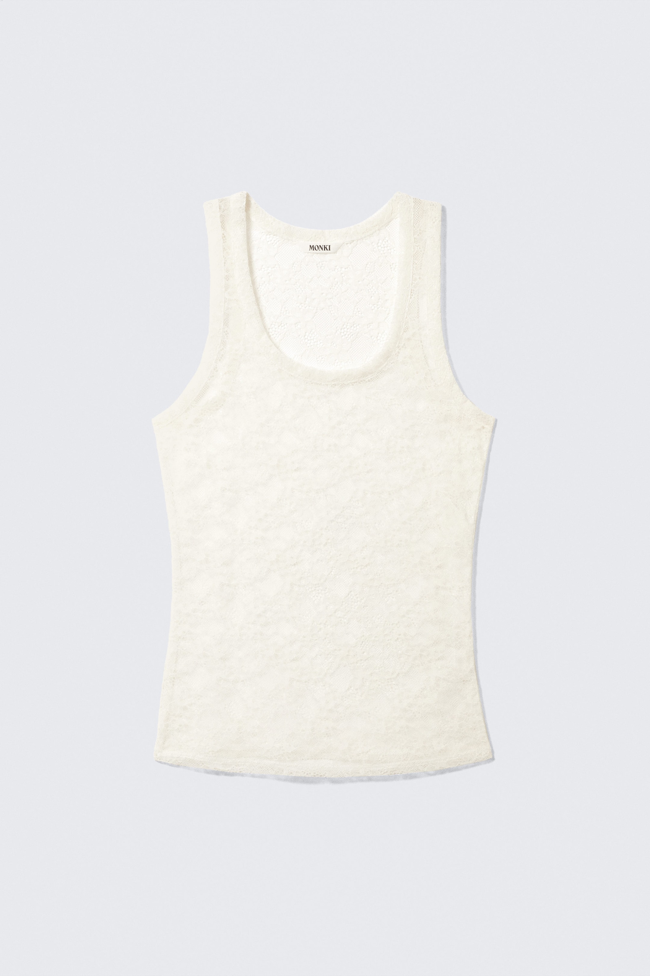 Off-white - Sheer Lace Sleeveless Tank Top - 3