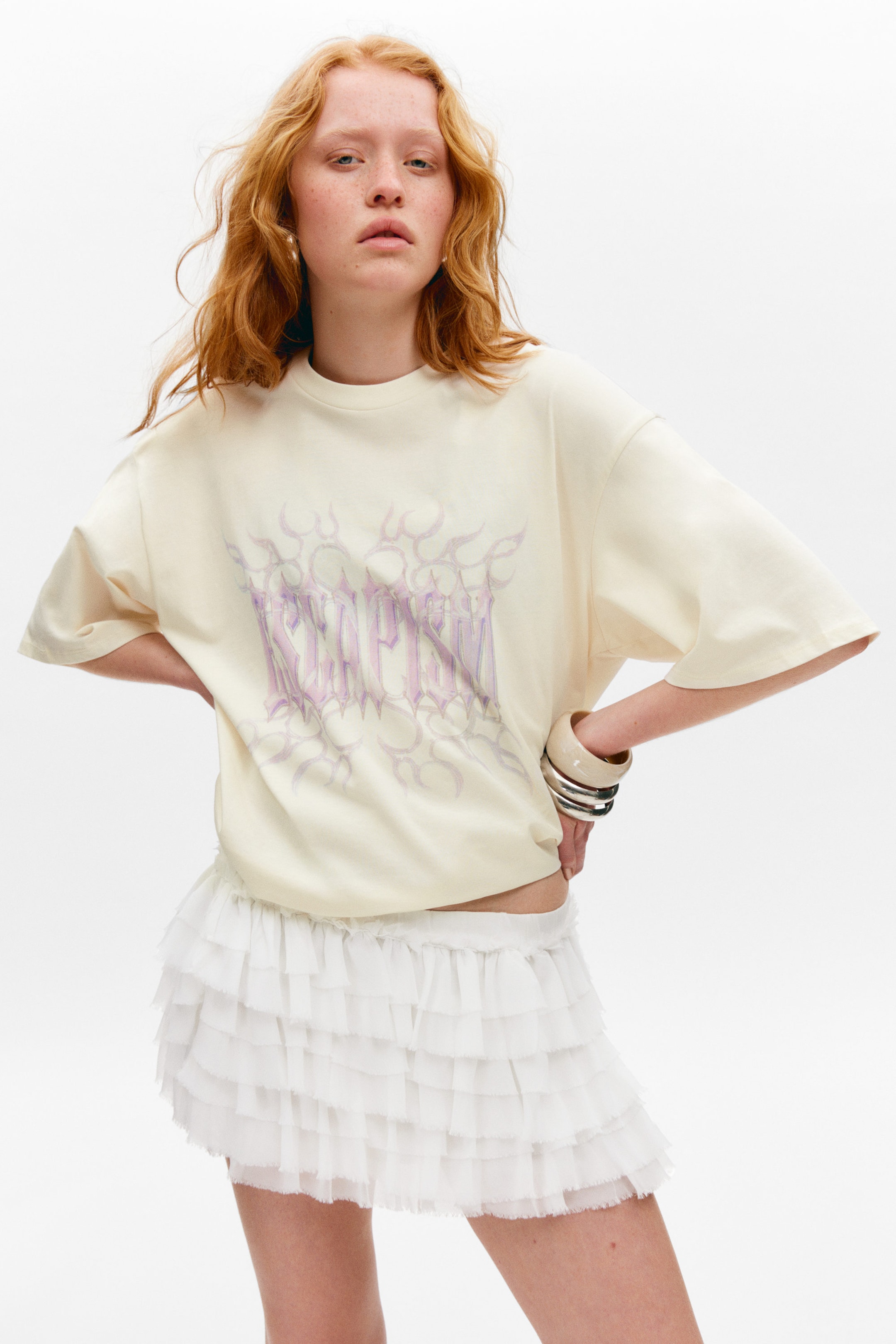 White - Escapism - Boxy Fit Printed T-Shirt - 1
