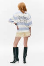 Light Blue & White Stripe - 28 - Boxy Fit Printed T-Shirt - 0