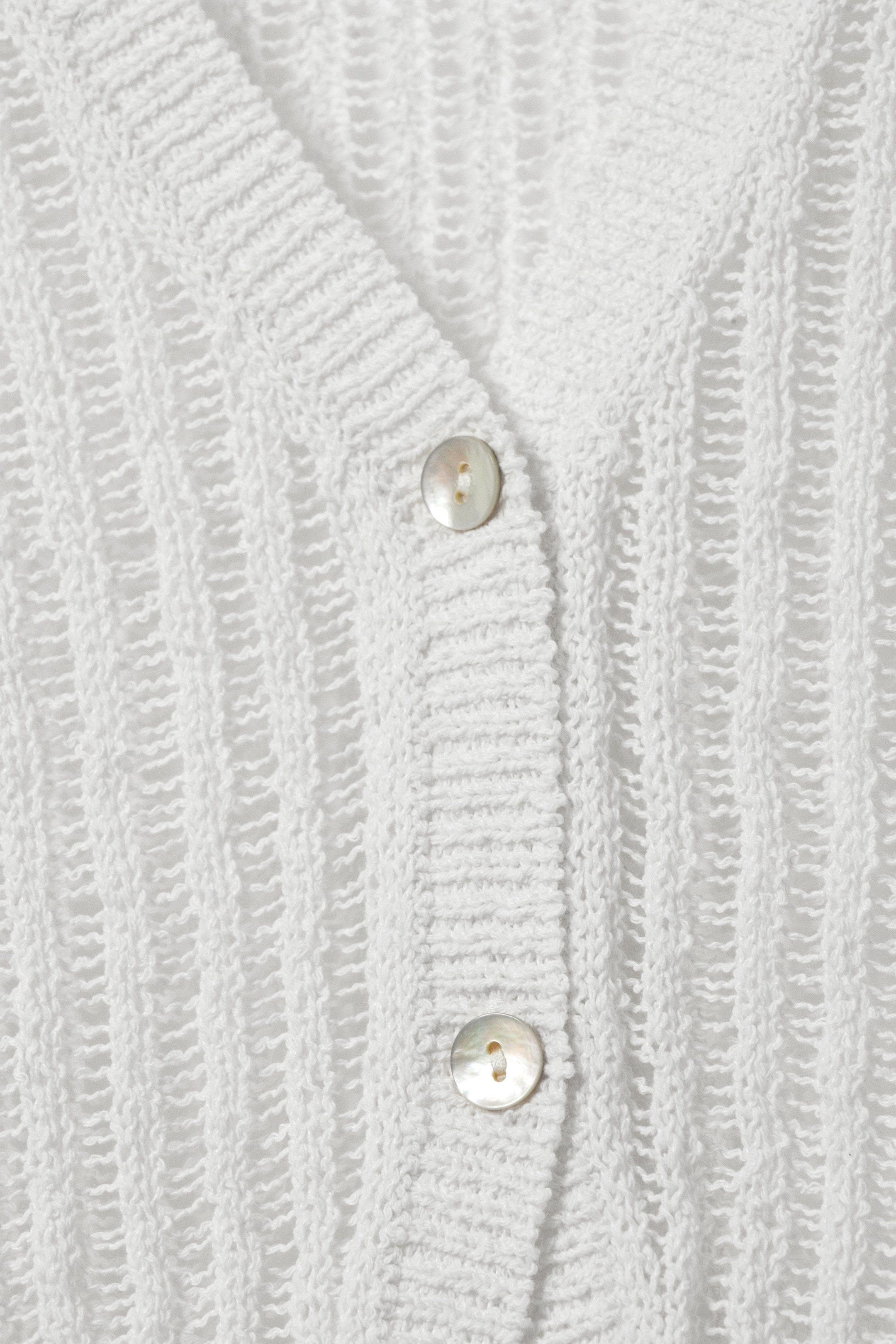 Ingrandisci l'immagine: Open-Knit V-neck Cardigan - Dusty White - DONNA | H&M CH 6