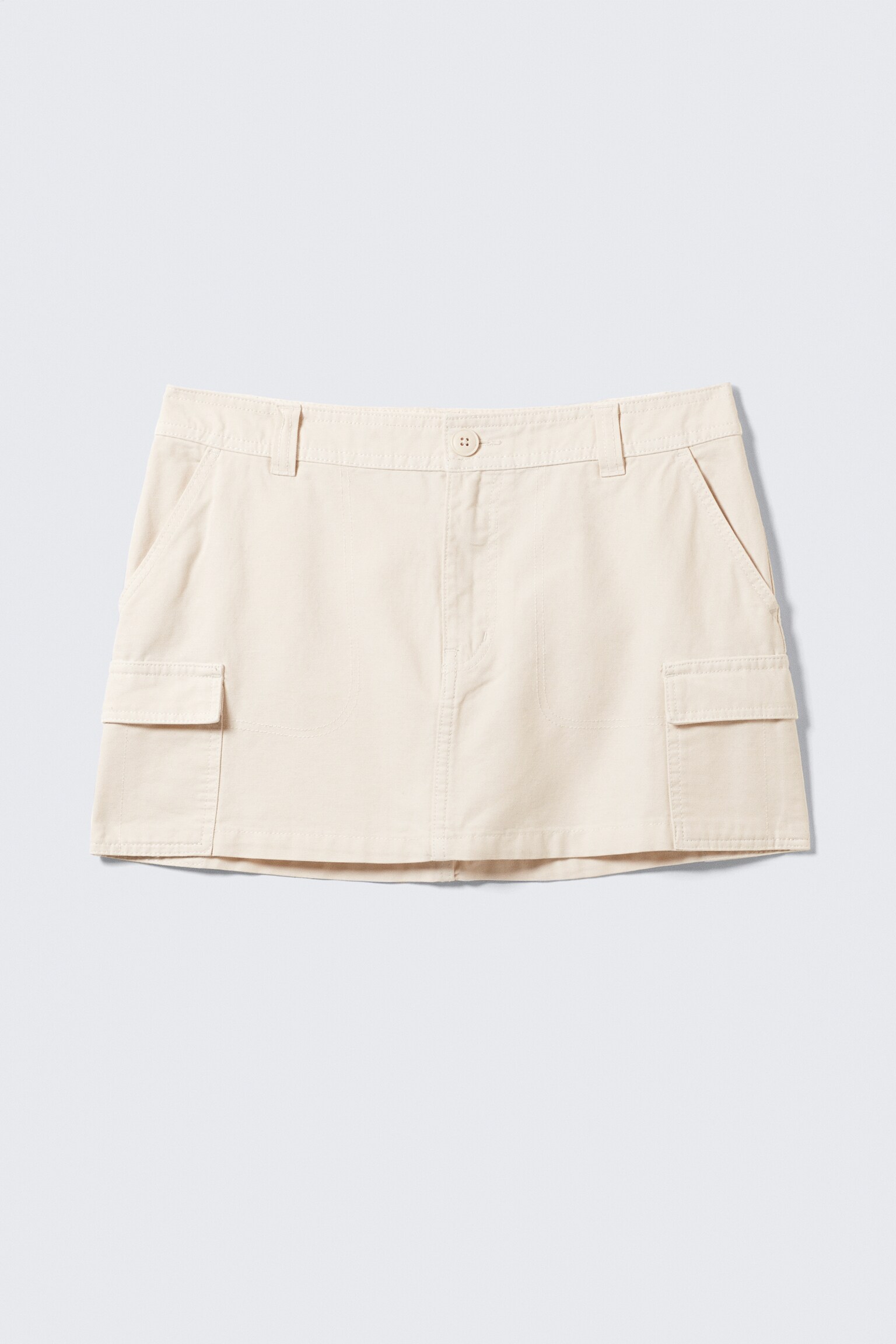 Mini Cotton Cargo Skirt - Off-white/Khaki Green - 2