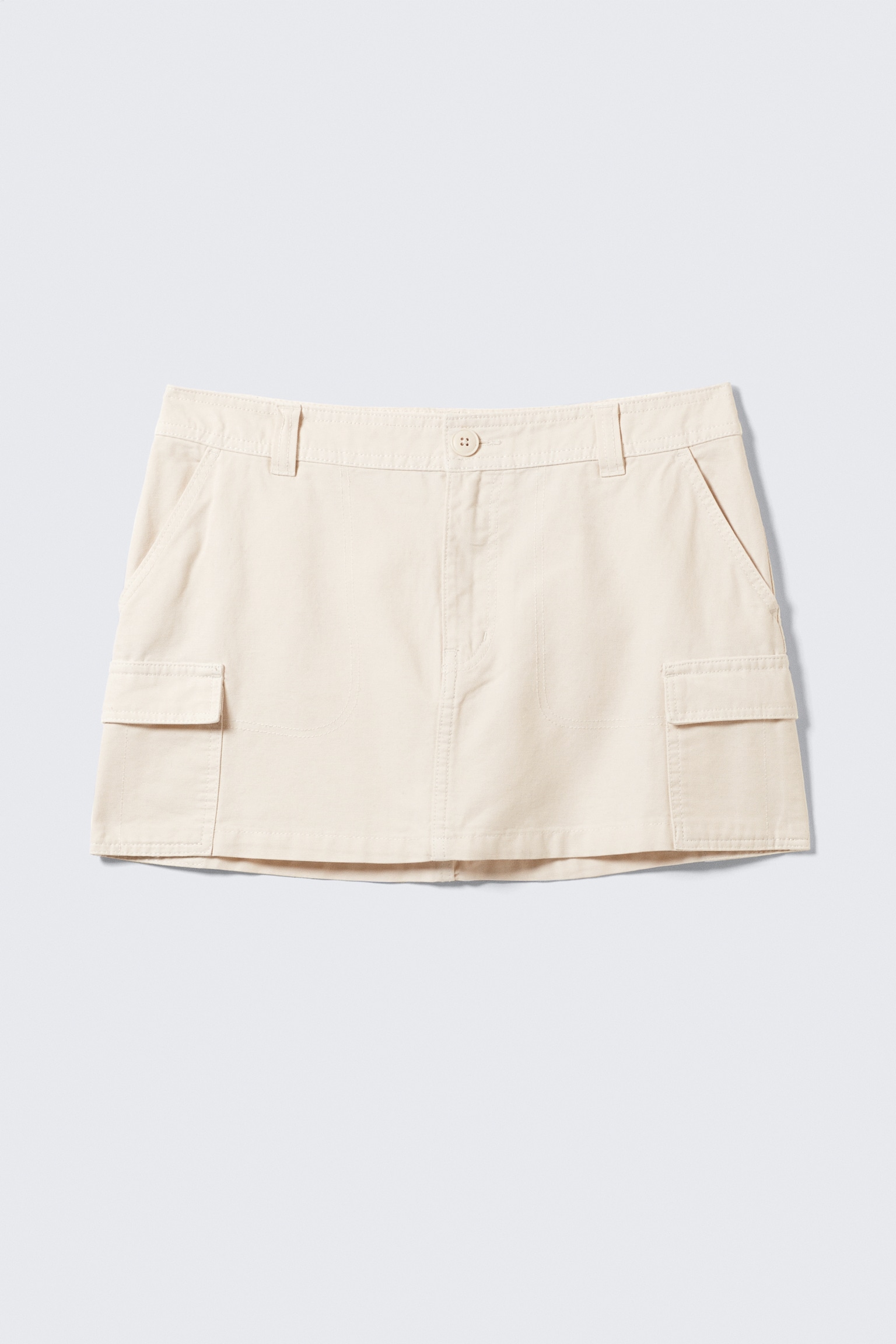 Mini Cotton Cargo Skirt - Off-white/Khaki Green - 2