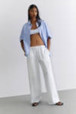 White - Blue Stripes - Low-Rise Relaxed Pull-on Trousers - 0
