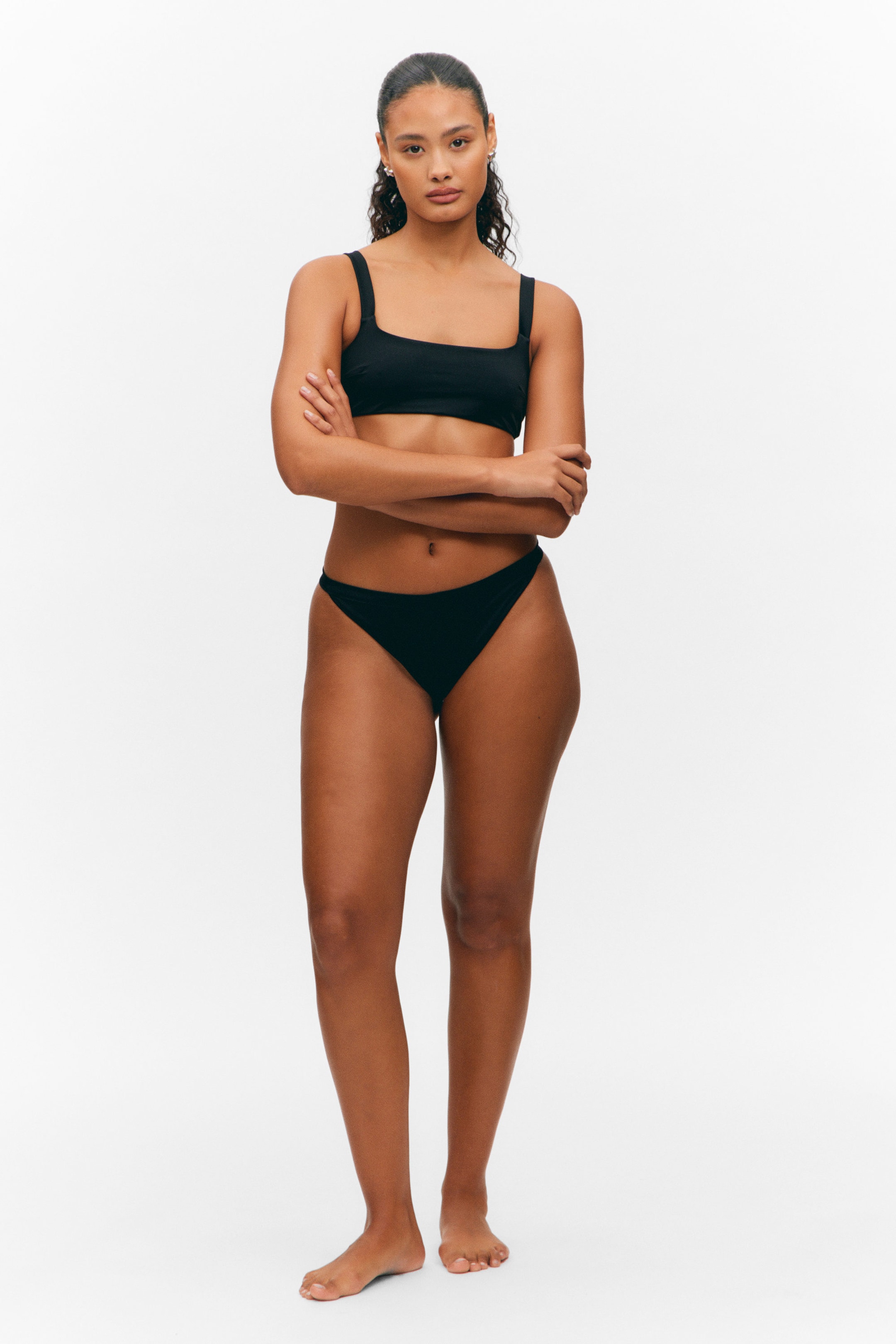 Black - Square-Neck Bikini Top - 2