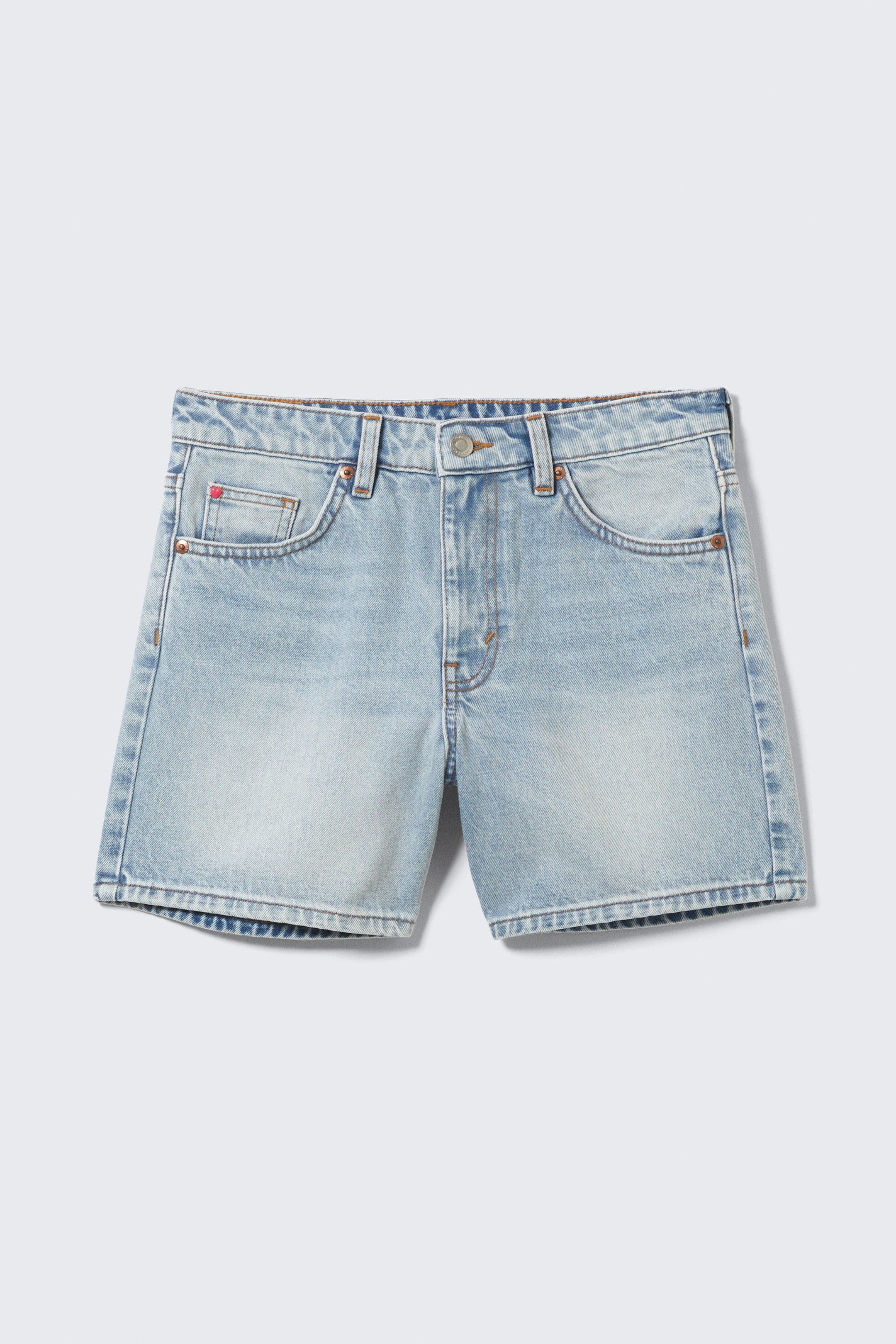 Venice Blue - Light Blue - Aimo Mid-Rise Straight Leg Denim Shorts - 5