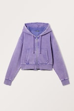 Washed Purple - Cropped Zip Hoodie - 0