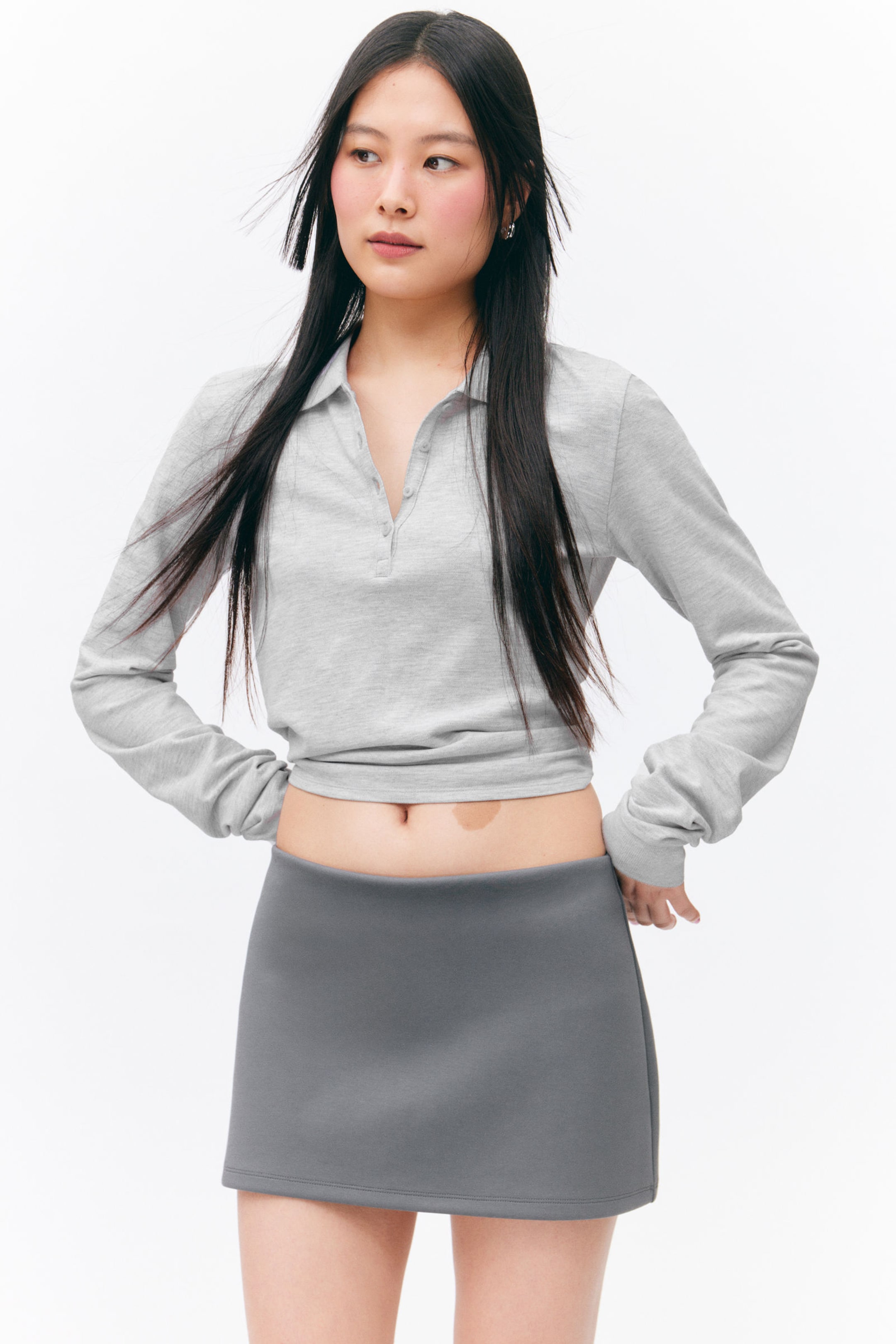 Dark Grey - Pull-on Mini Skort - 1