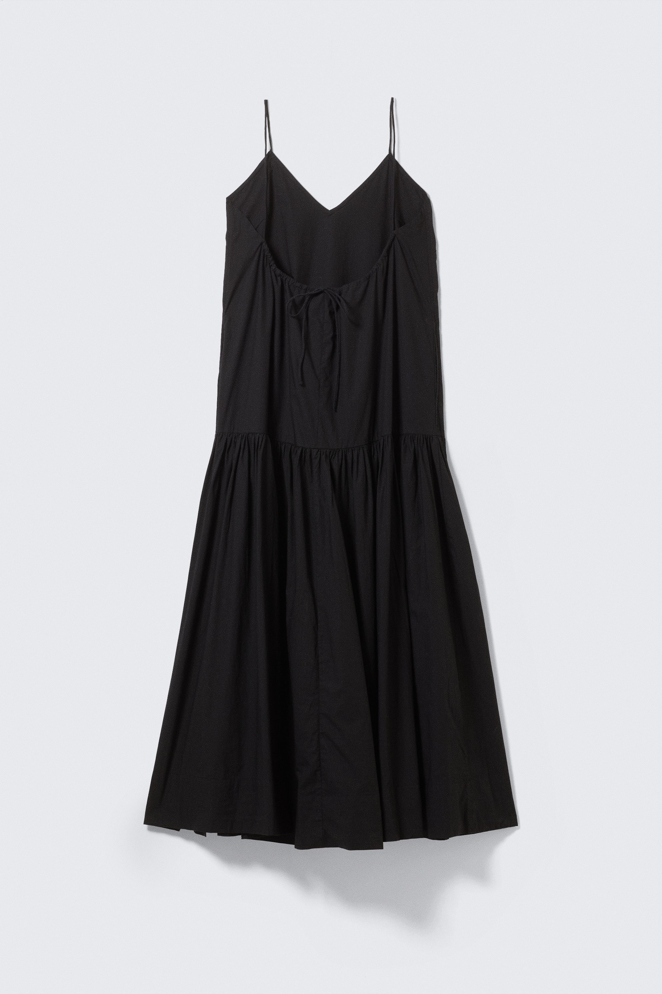 Schwarz - Abgestuftes Maxikleid aus Baumwollpopeline - 4