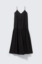 Schwarz - Abgestuftes Maxikleid aus Baumwollpopeline - 4