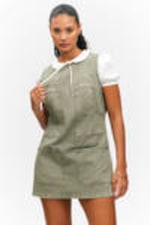 Khaki Green - Sleeveless Utility Cotton Twill Dress - 1