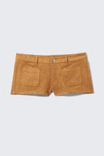 Braun - Mini-Shorts aus Wildlederimitat - 4