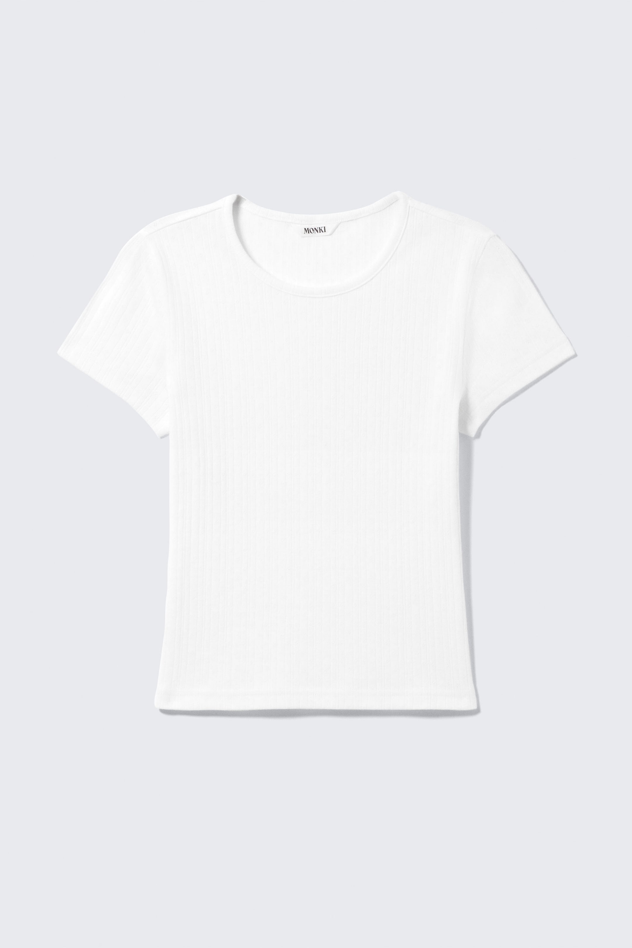 White - Soft Short-Sleeved Pointelle Top - 1