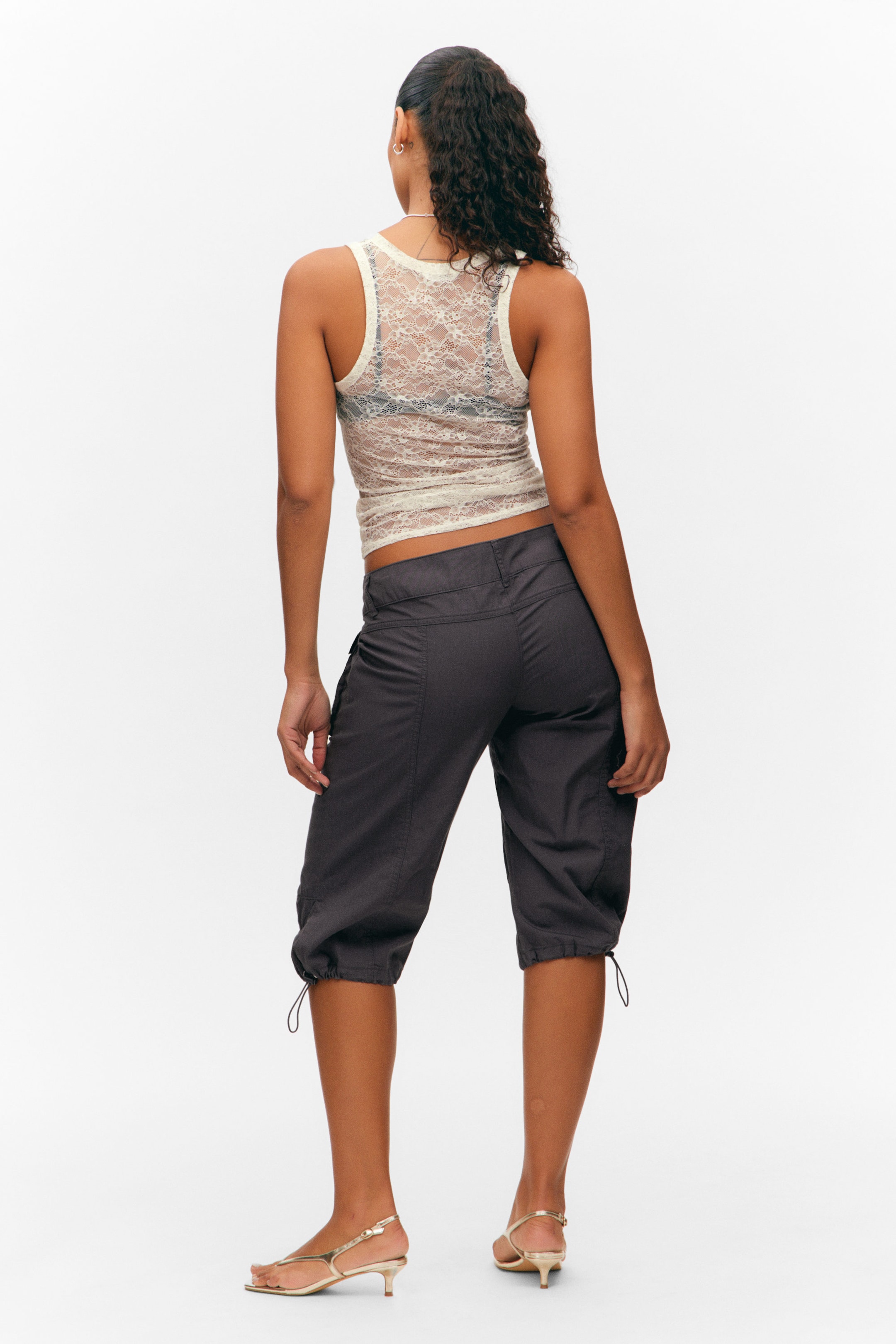 Off-white - Sheer Lace Sleeveless Tank Top - 2