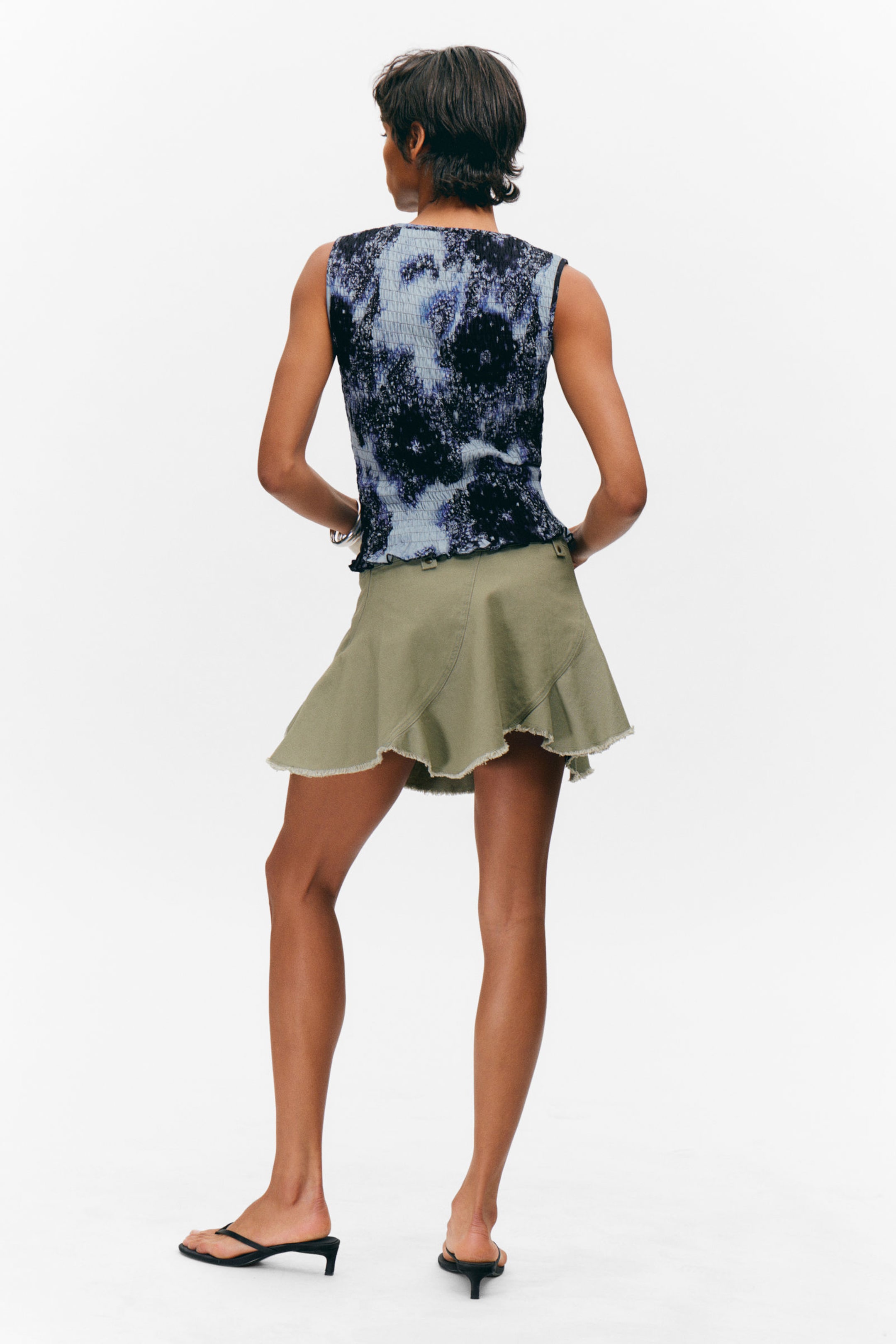 Blau / Abstraktes Paisley - Gesmoktes Slim-Fit-Tanktop - 2