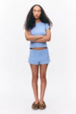 Dusty Blue - Soft Pointelle Pyjama Shorts - 0