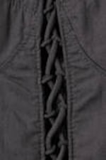 Dark Grey - Frilled Lace-Up Corset Top - 5