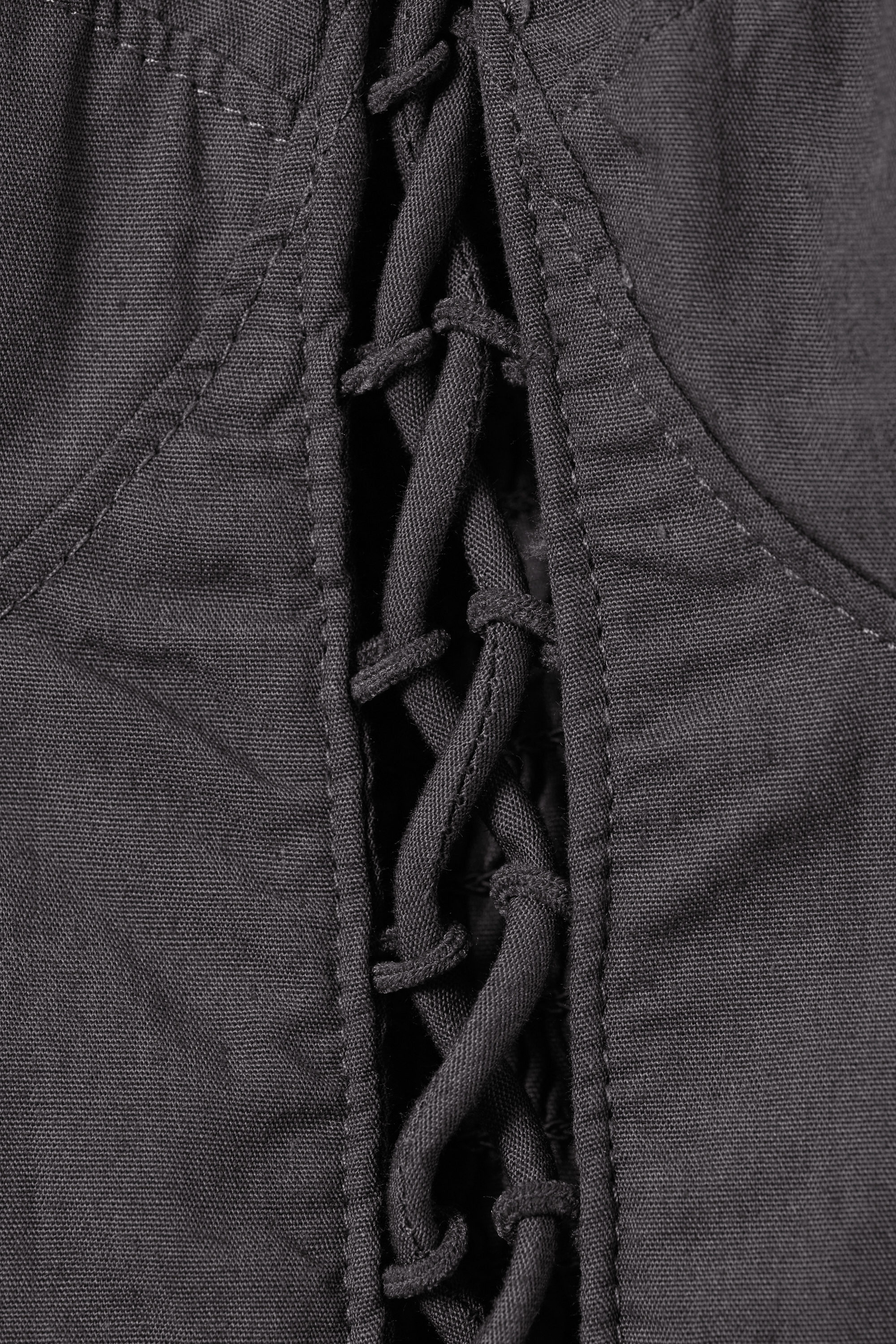 Dark Grey - Frilled Lace-Up Corset Top - 5