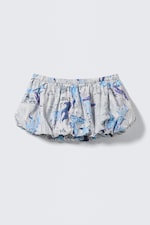 White Newspaper/Blue Flame - Balloon Mini Cotton Skirt - 4