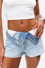 Fresh Blue - ljusblå - Lana Fold Down Denim Shorts - 1