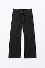 Black - Low Waisted Relaxed Twill Trousers - 0