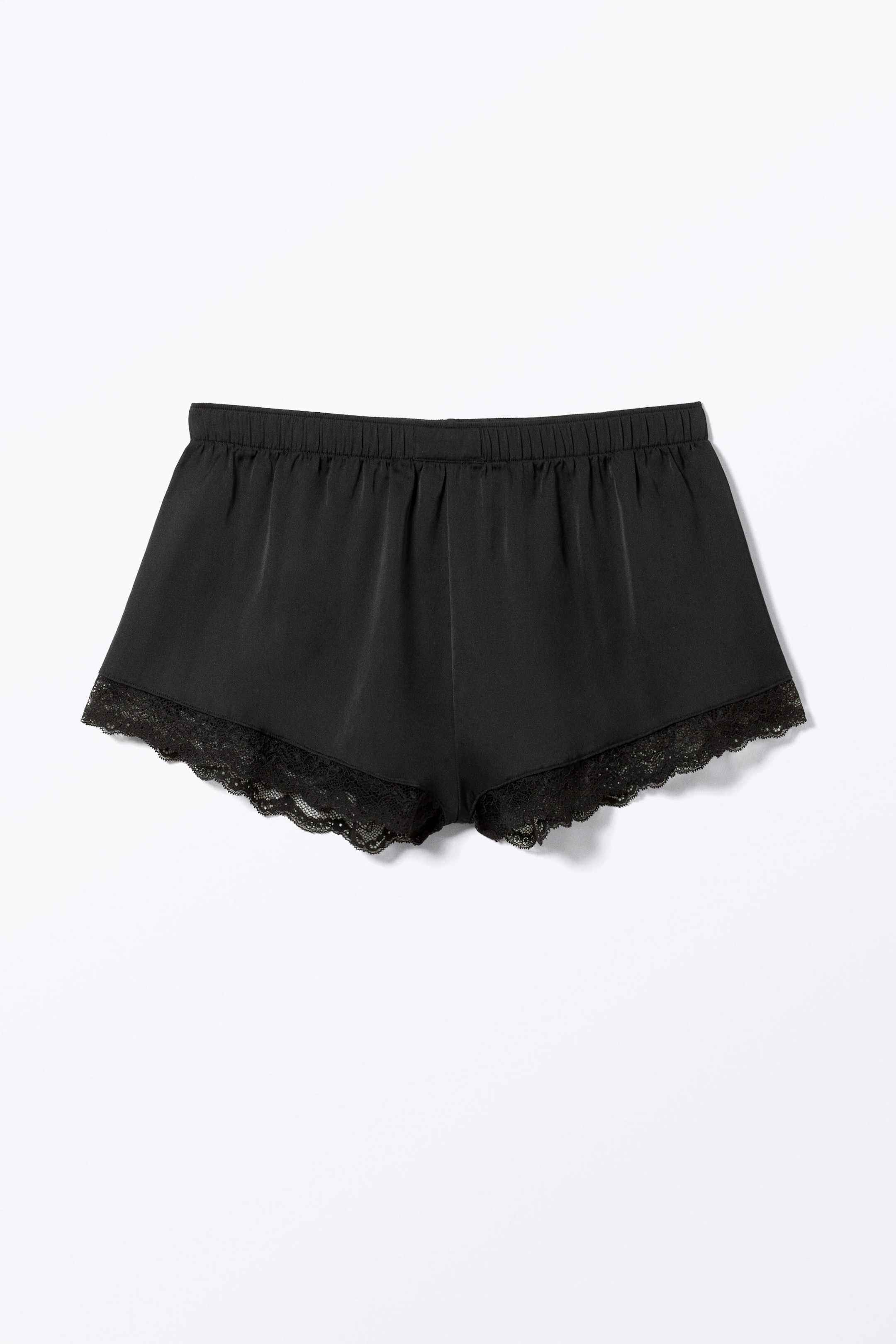 Black - Mini Lace Satin Shorts - 0