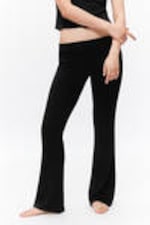 Black - Low Waist Flared Pyjama Trousers - 1