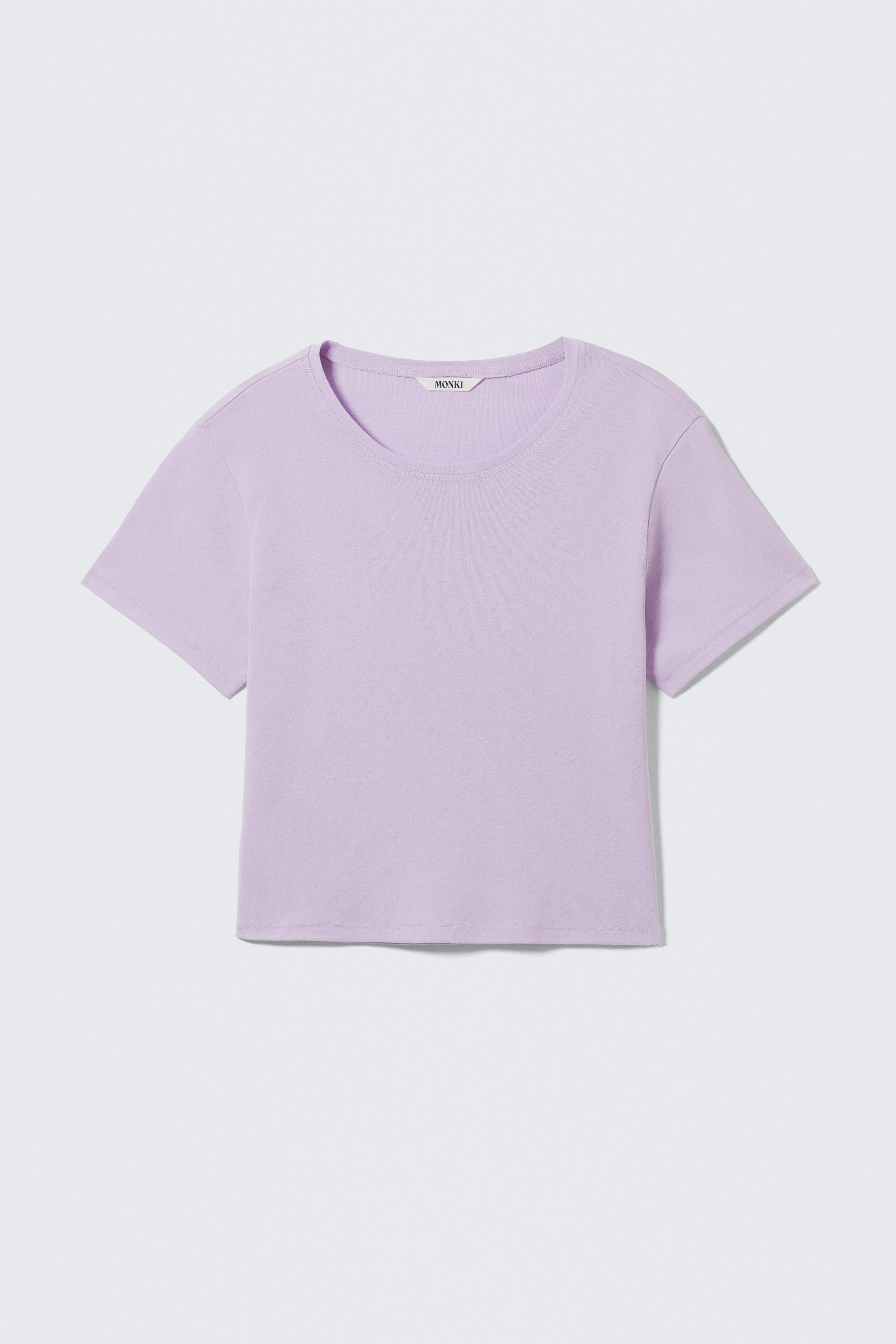 Lilac - Cropped Fitted Cotton T-Shirt - 3