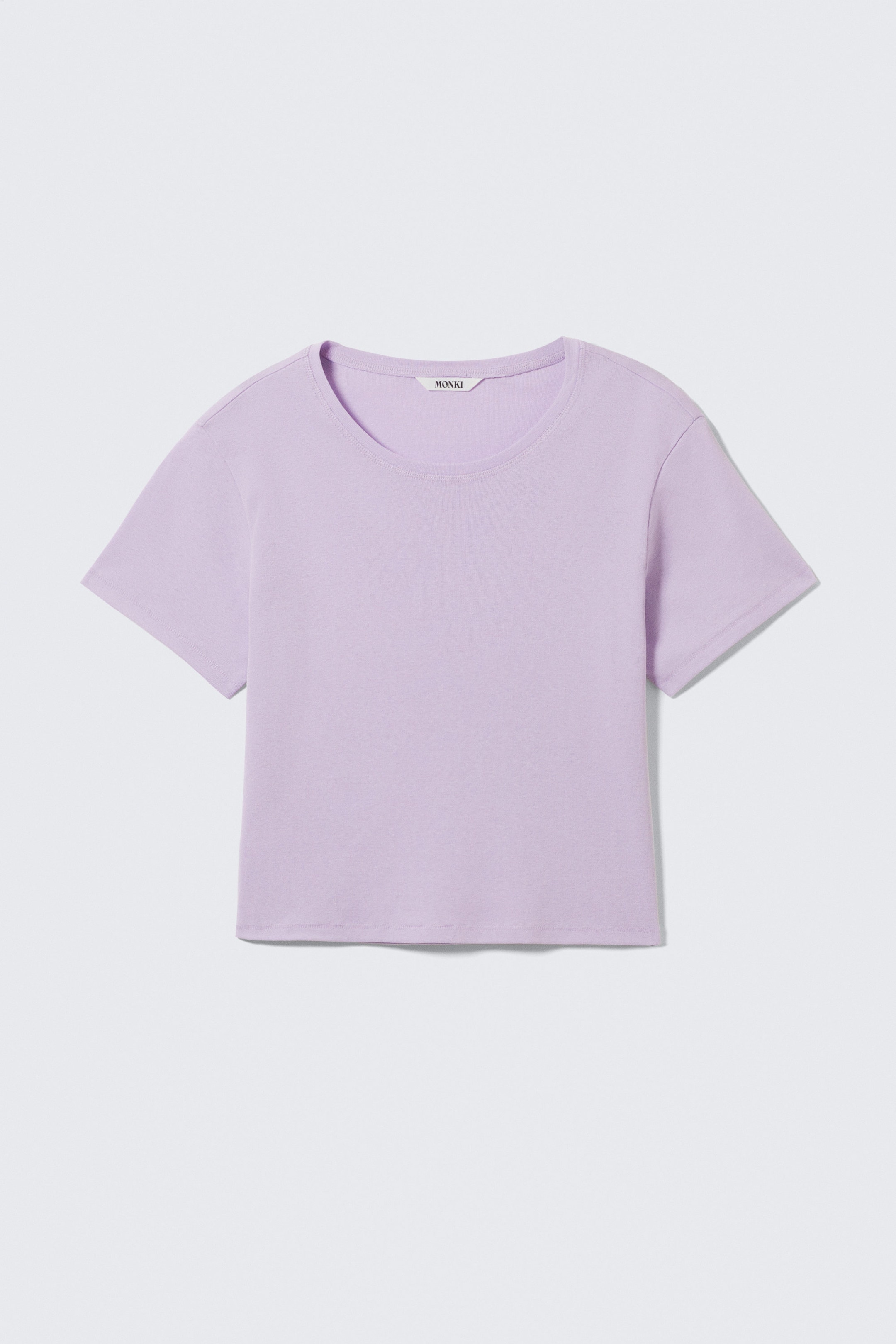 Flieder - Bauchfreies, körperbetontes Baumwoll-T-Shirt - 0
