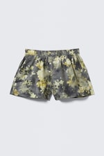 Dark Grey - Dirty Floral - Relaxed Cotton Boxer Shorts - 4