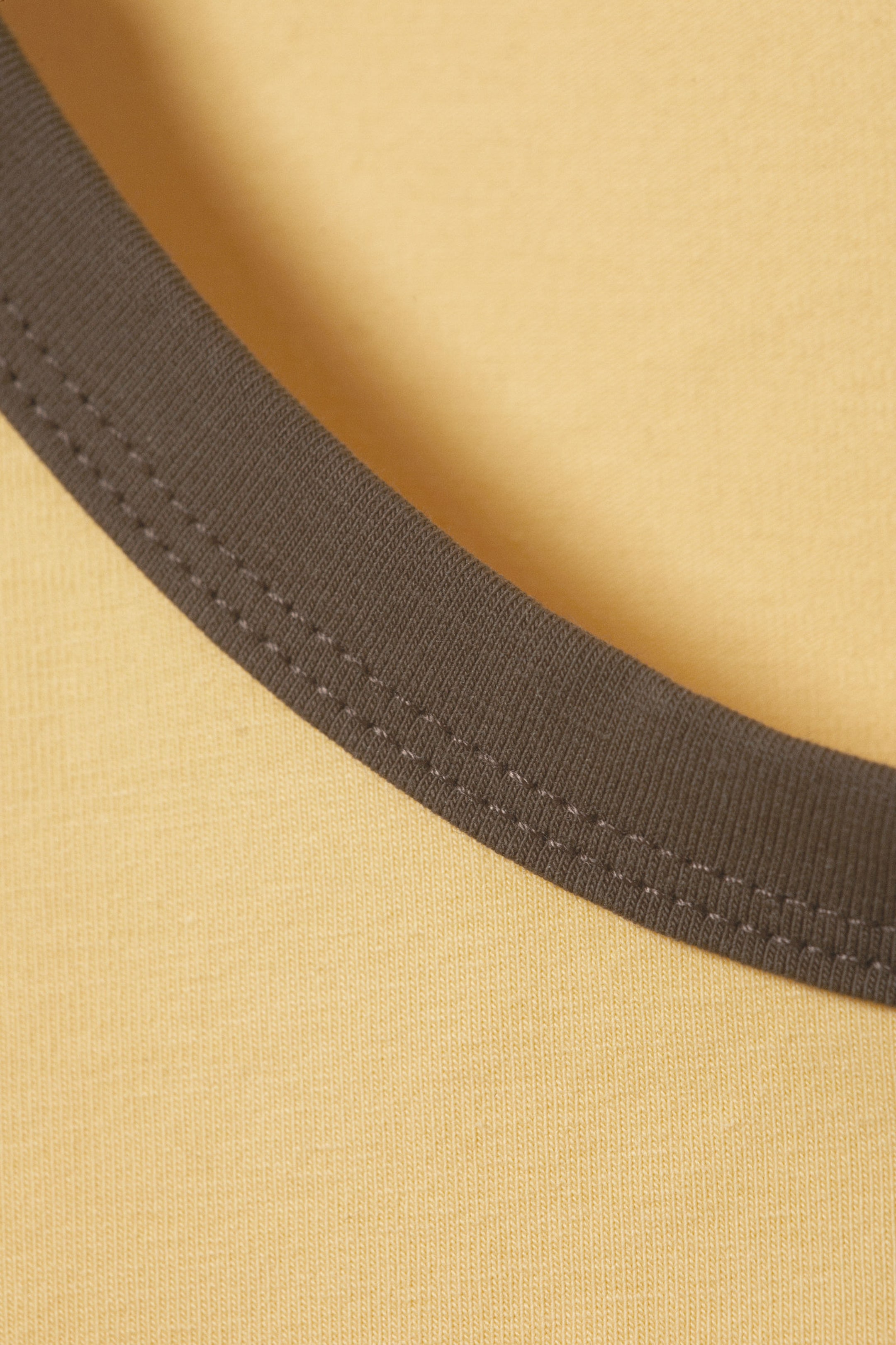 Yellow - Brown Binding - Short-Sleeved Cowl Neck Top - 5