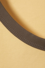 Yellow - Brown Binding - Short-Sleeved Cowl Neck Top - 2
