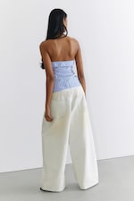 Striped Blue & Pink - Striped Off-Shoulder Tie Front Shirt Top - 4