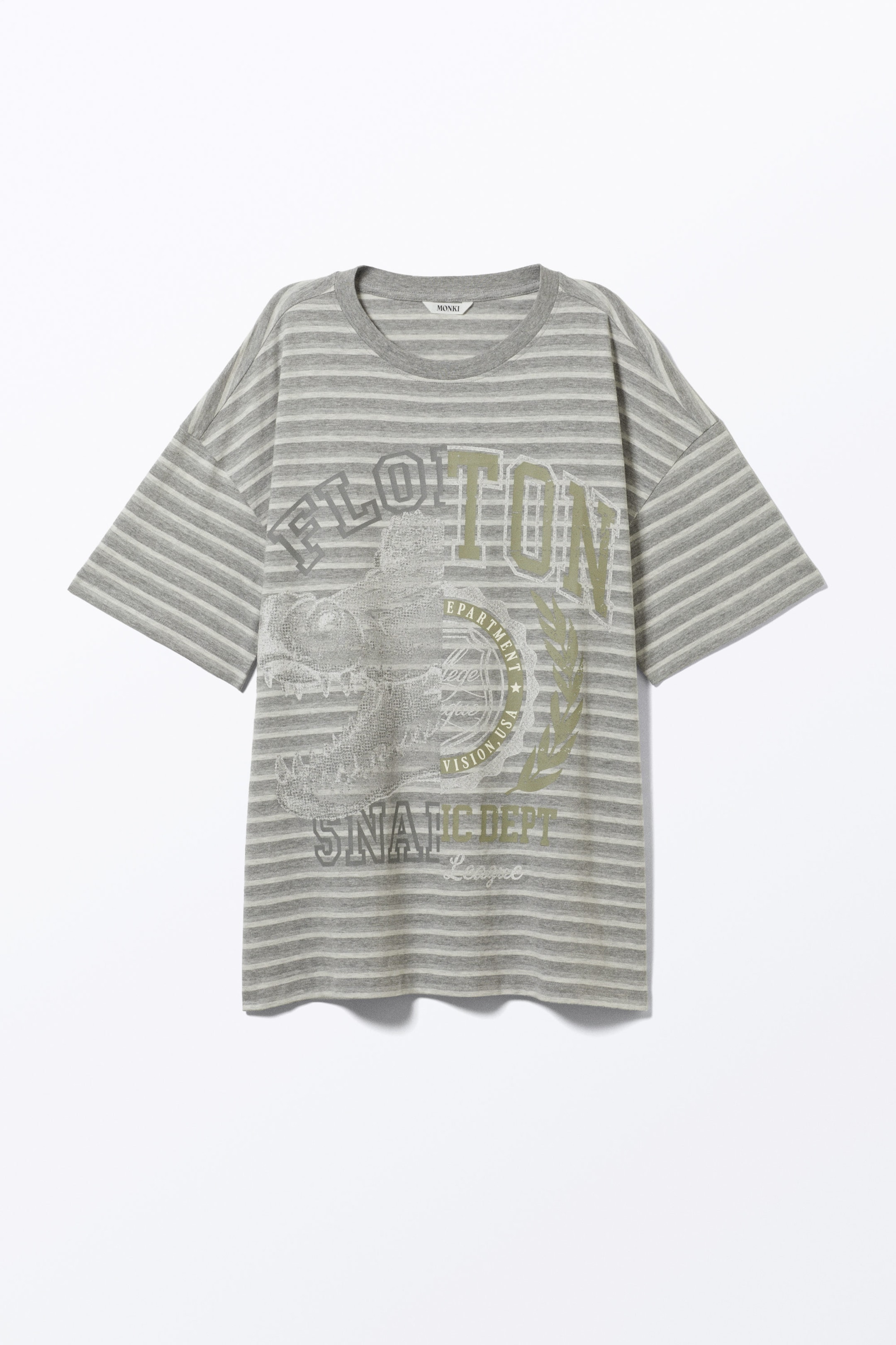 Striped Grey - Oversized Cotton T-shirt - 0
