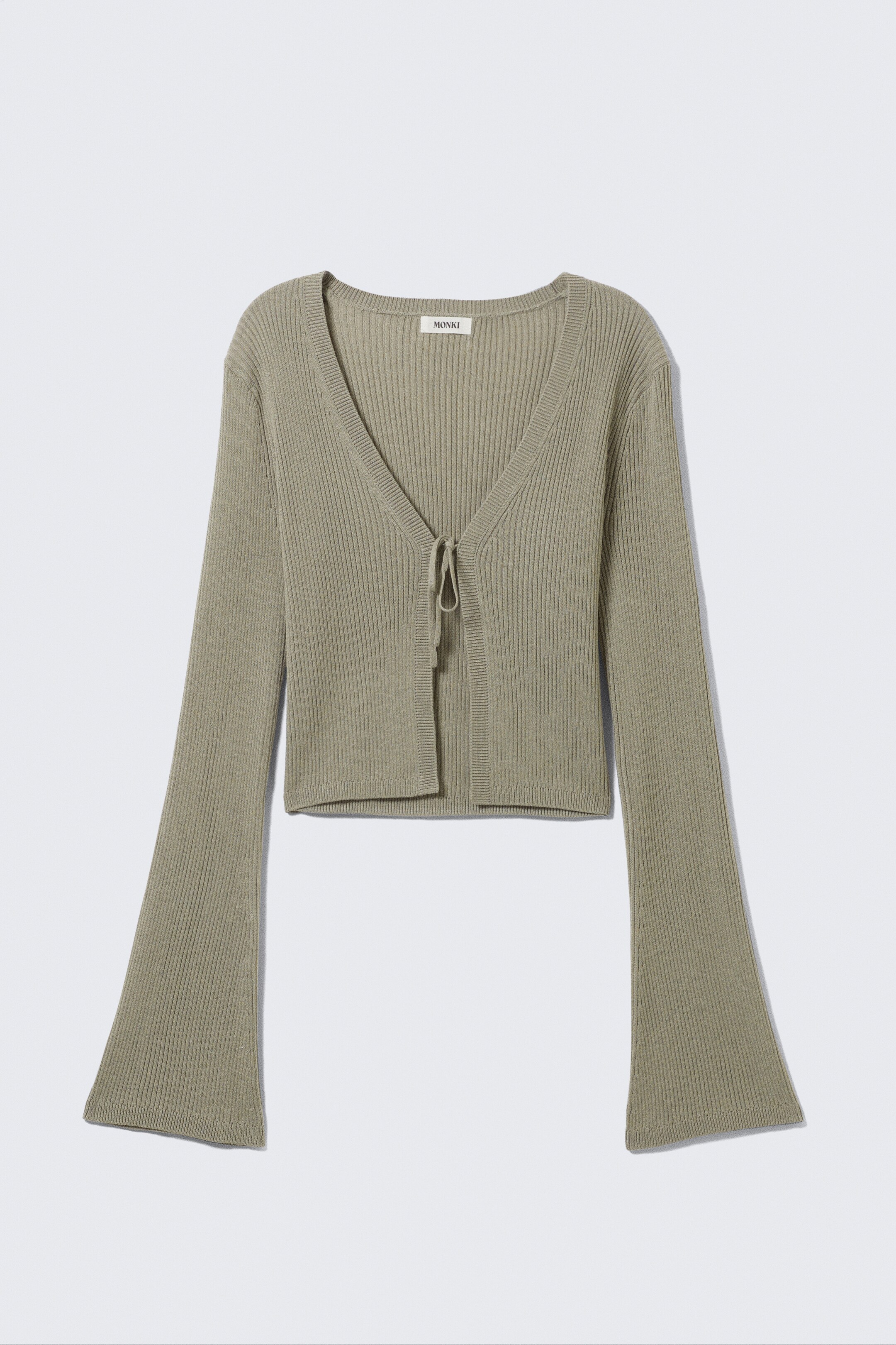 Ver imagen más grande: Cárdigan de canalé con cierre de lazo - Verde caqui - MUJER | H&M ES 5