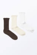 Braun/Beige/Weiß - 3er-Pack Socken mit Rüschen - 0