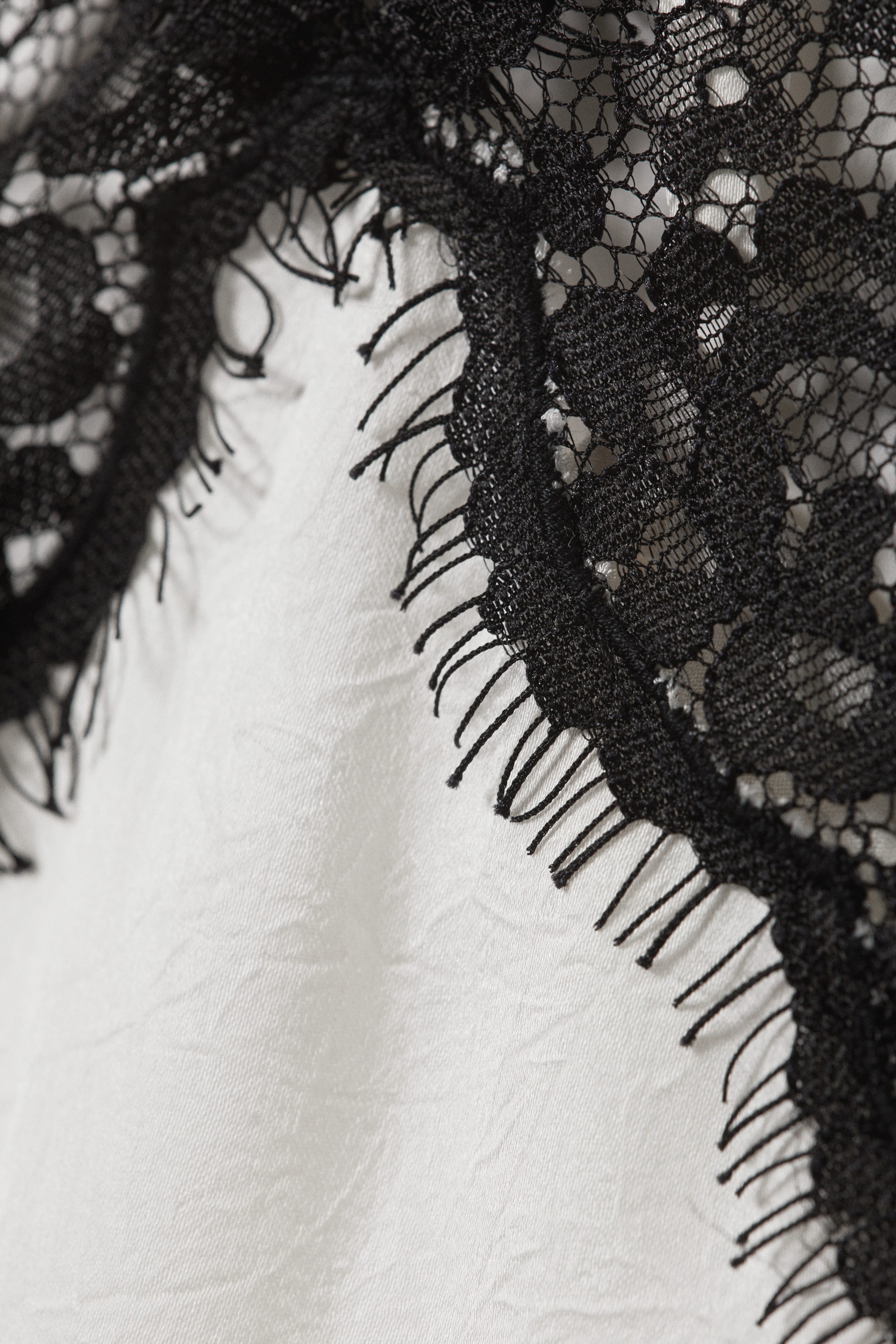 White - Lace-Trimmed Satin Camisole - 5