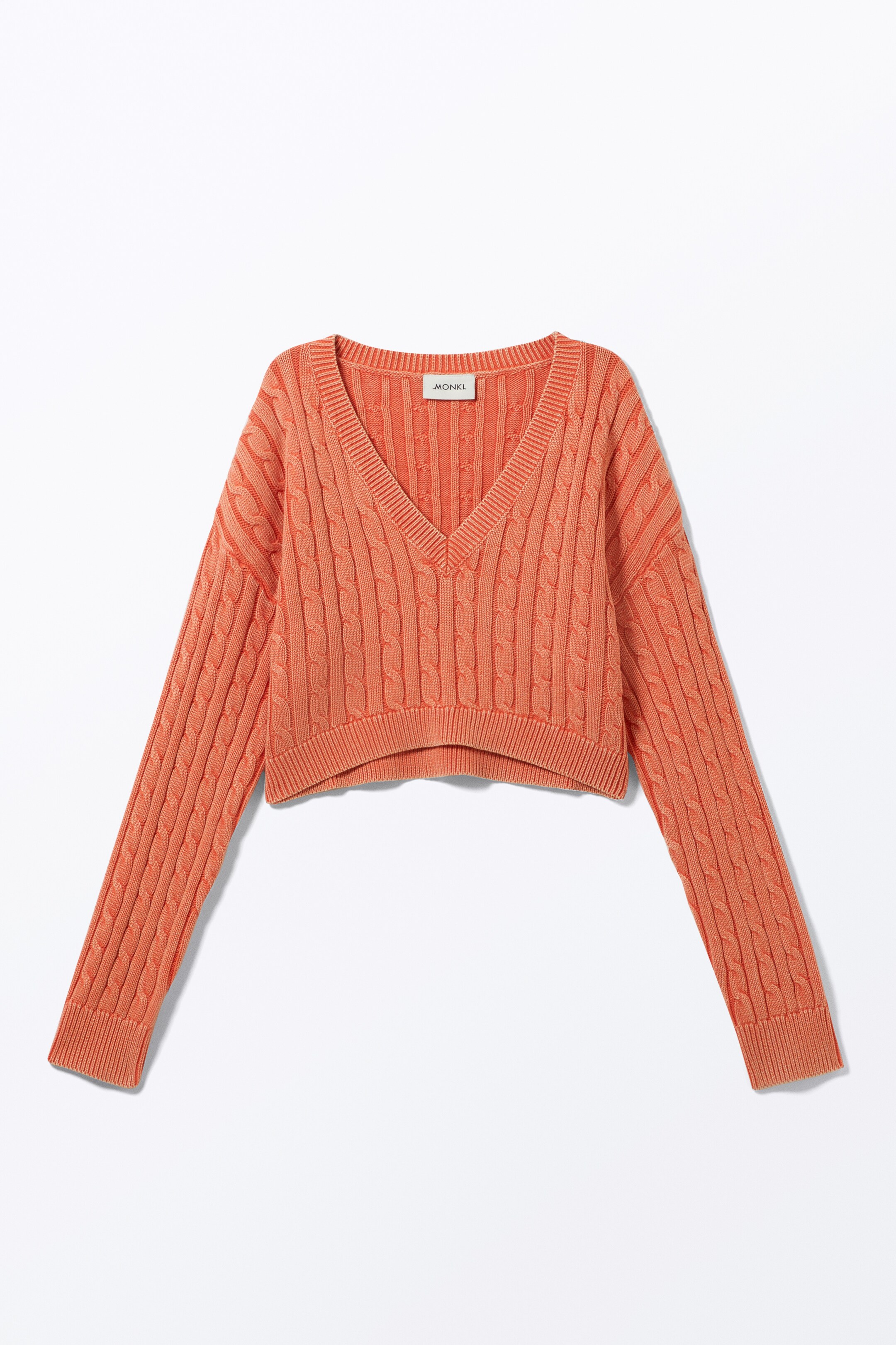 Visa större bild: Croppad kabelstickad tröja - Korall - DAM | H&M FI 4