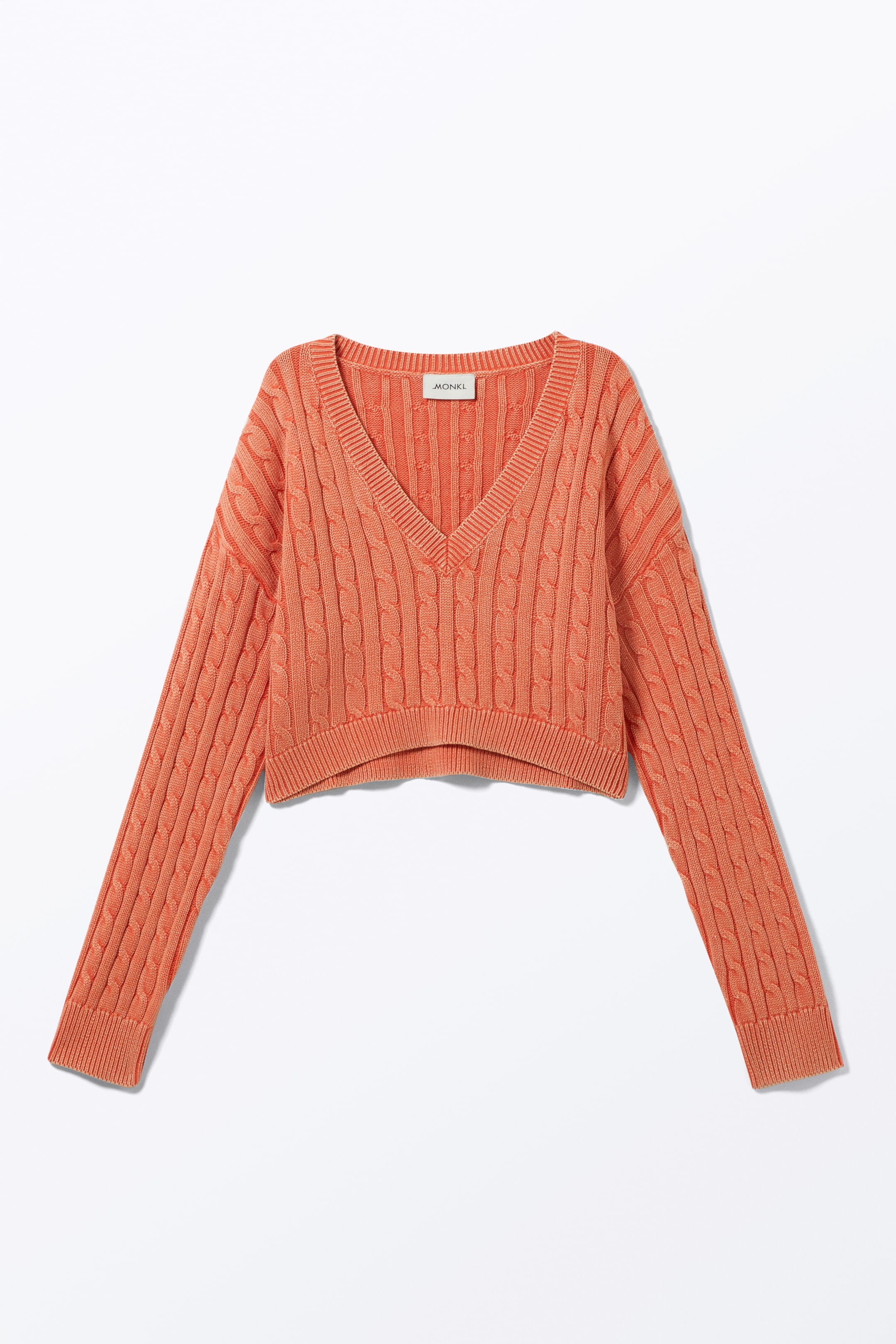 Visa större bild: Croppad kabelstickad tröja - Korall - DAM | H&M FI 4