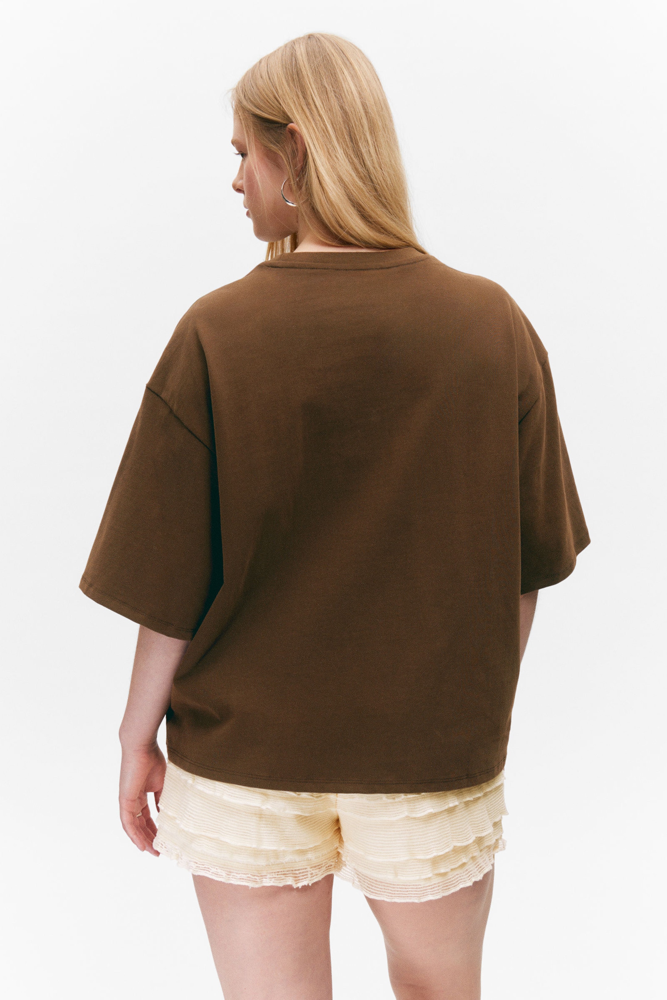 Dark Brown - Heavyweight Boxy Cotton T-Shirt - 2
