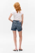 Mountain Blue - Medium Blue - Aimo Mid-Rise Straight Leg Denim Shorts - 3
