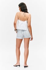 Blanc - Top en popeline avec lien de serrage - 2