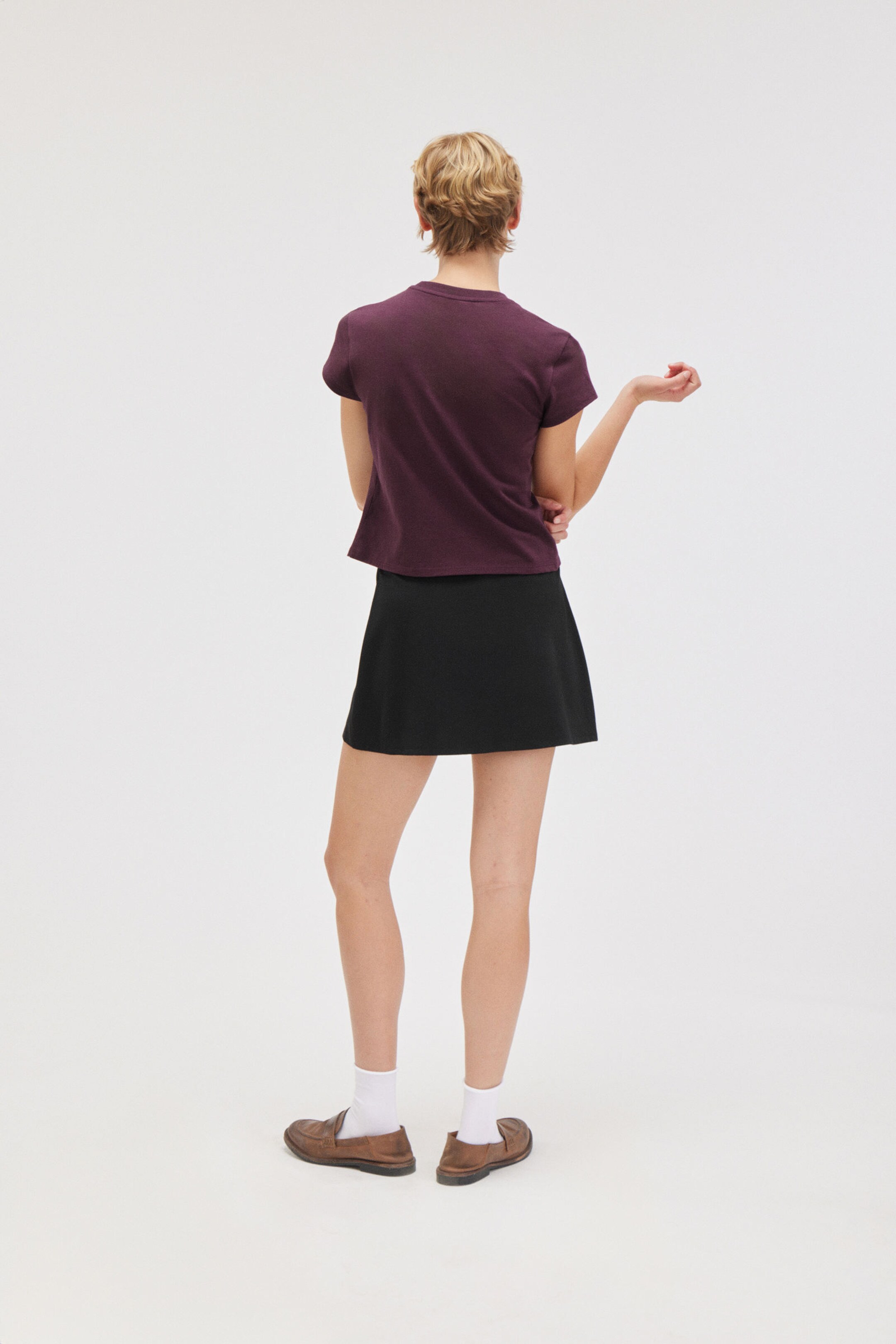 Black - Mini Pull-on Skirt - 2