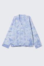 Verwaschenes Blau - Batik - Baumwoll-Cardigan aus Jacquard-Strick - 3