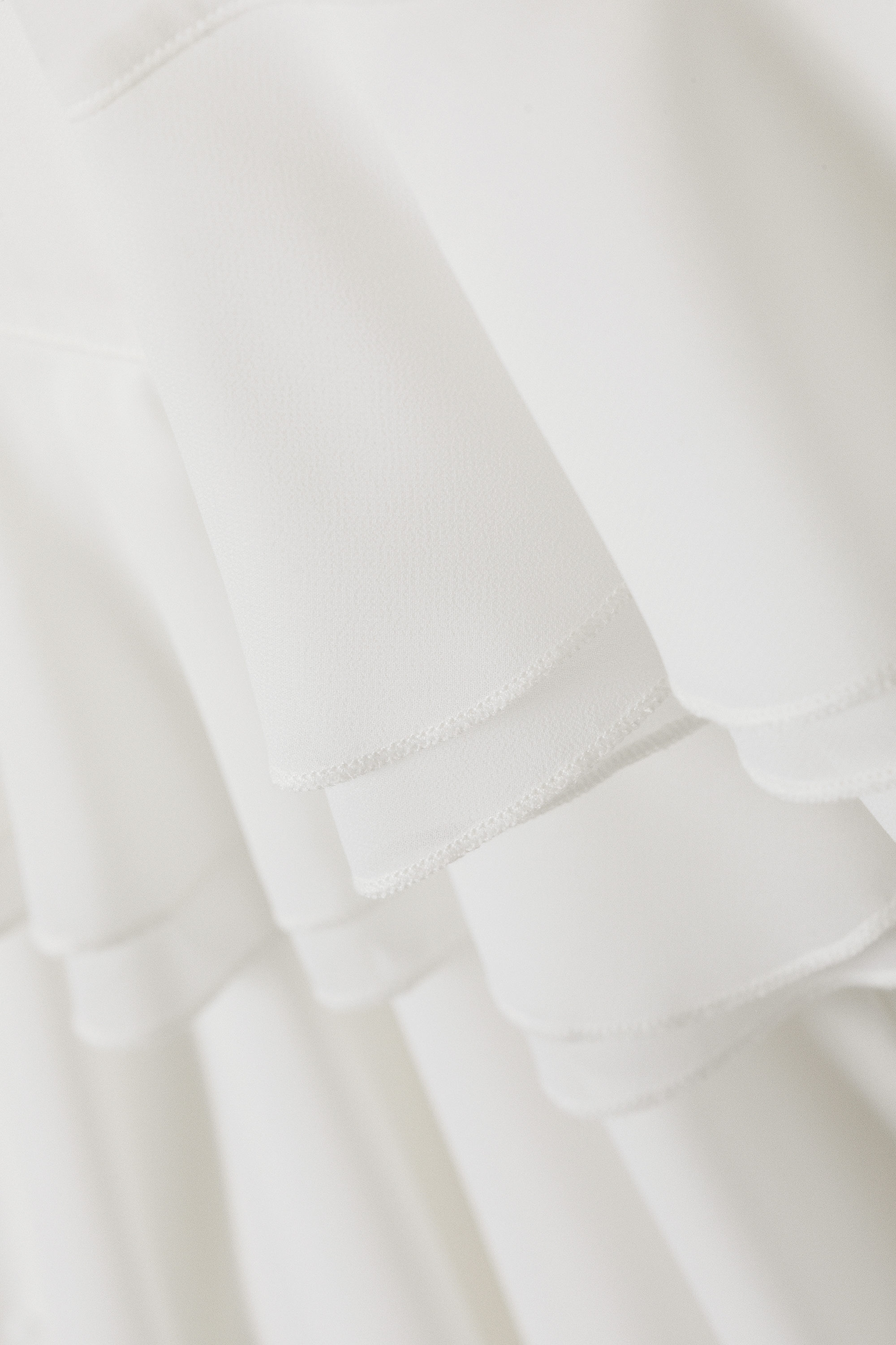 White - Flared Frill-Sleeved Tie-Neck Blouse - 5