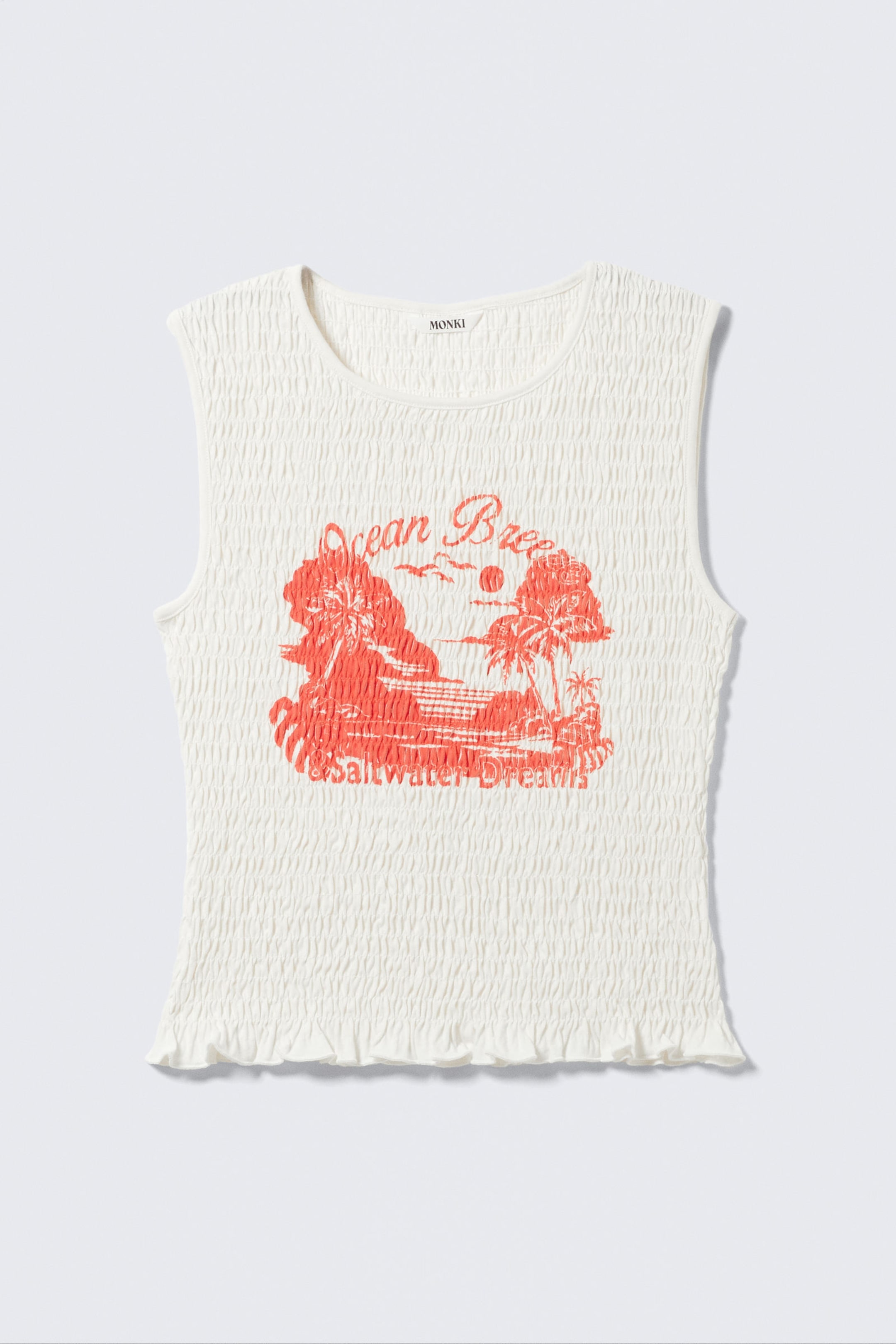 Vit - Ocean Breeze - Smockad figurnära tanktop - 4