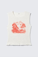 Vit - Ocean Breeze - Smockad figurnära tanktop - 0